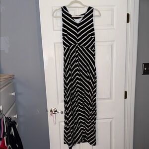 Talbots Black and White Chevron Maxi Dress